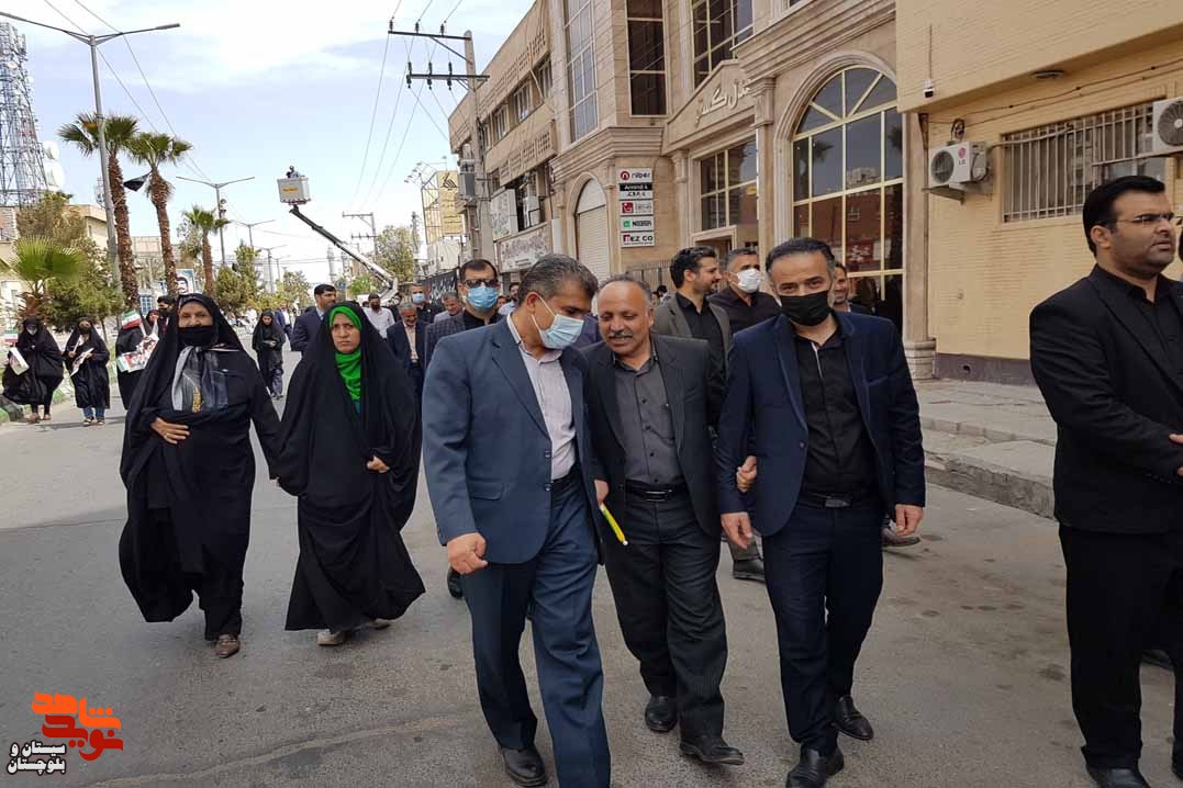 راهپیمایی روز قدس با حضور پرشور خانواده های معظم شاهد و ایثارگران در زاهدان برگزار شد