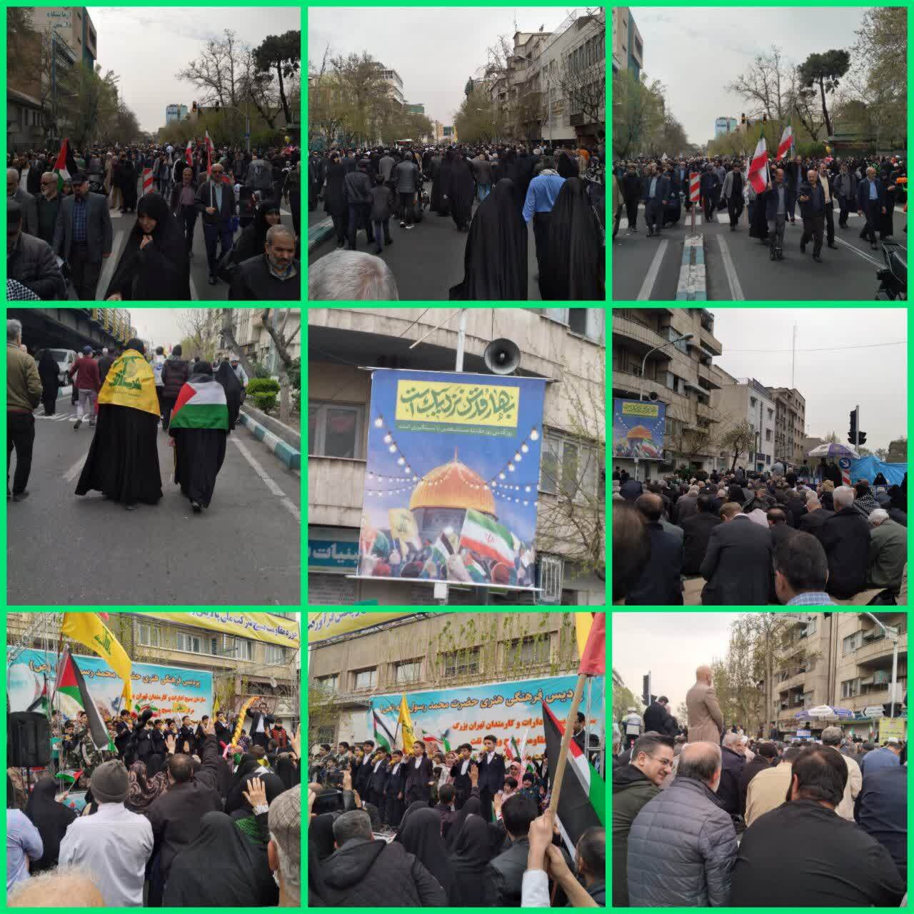 لبیک خانواده‌های معظم شهداو ایثارگران تهرانی به فرمان مقام معظم رهبری در روز جهانی قدس 